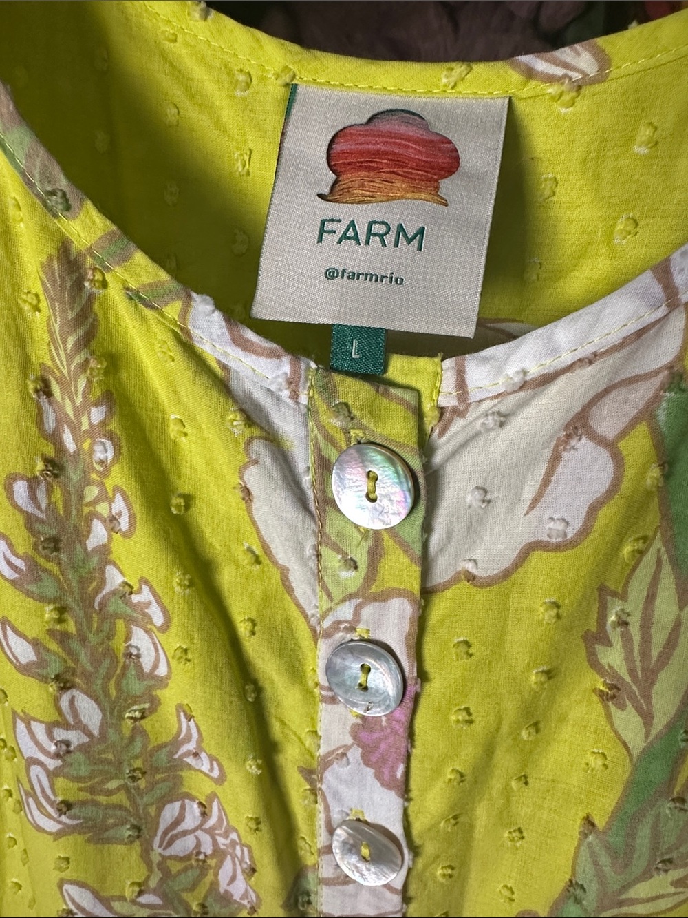 FARM Rio Neon Garden Floral Midi Summer Swiss Dot Halter Dress in neon yellow - Picture 7 of 16
